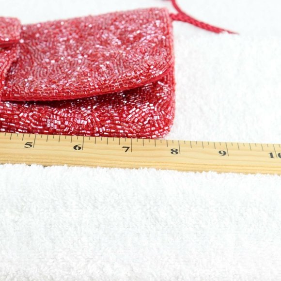 Preston & York Womens Crossbody Bag Red Glass Beaded Sling S - Picture 3 of 10